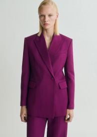 Linen-blend double-breasted suit blazer - Women MANGO USA at Mango